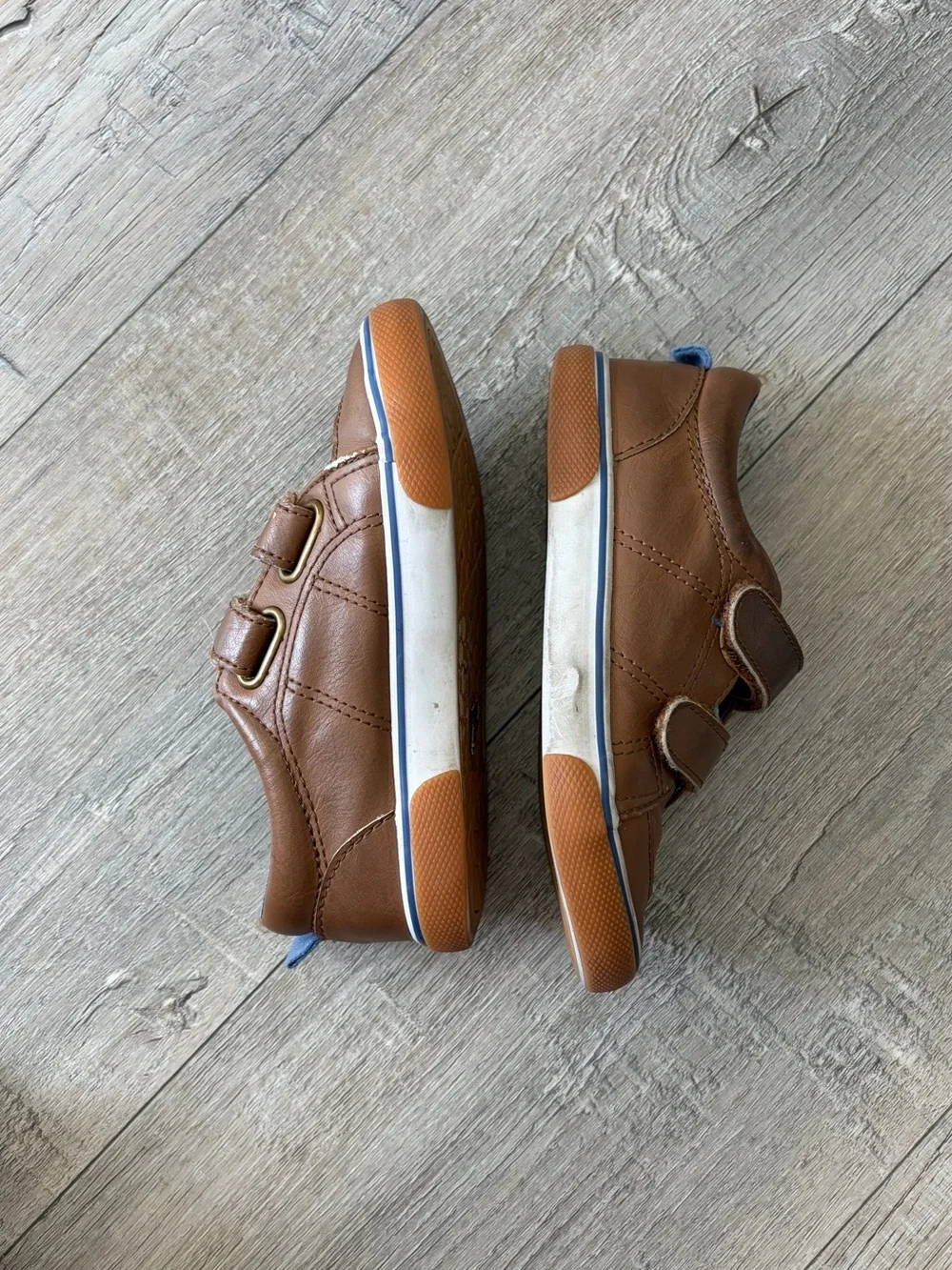 Cat & Jack Boys Size 9 Toddler Brown Double Strap Sneakers Shoes